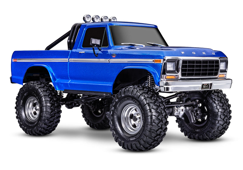 TRAXXAS TRX4 HIGH TRAIL EDITION WITH 1979 FORD F-150 TRUCK BODY 1/10 SCALE 4WD READY TO RUN BLUE REQUIRES BATTERY AND CHARGER