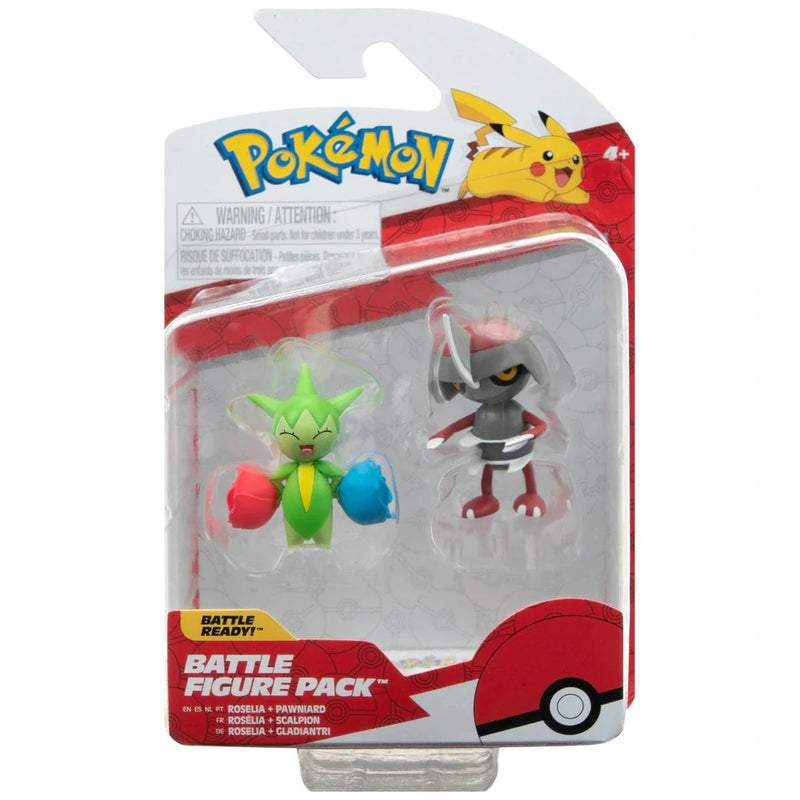 POKEMON BATTLE FIGURE 2 PACK WITH ROSELIA AND PAWNIARD