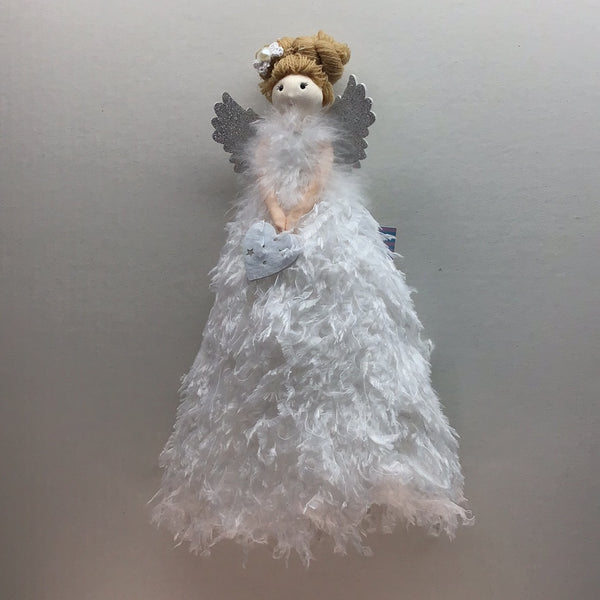 COTTON CANDY LED ANGEL TREE TOPPER CHAMPAGNE FEATHER DRESS