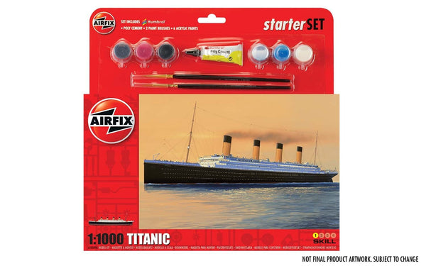 AIRFIX A55314 R.M.S TITANIC STARTER SET INCLUDES PAINT AND GLUE 1/1000 SCALE PLASTIC MODEL KIT SHIP