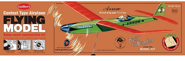 GUILLOWS 702LC ARROW 711MM CONTEST BALSA RUBBER BAND POWERED MODEL PLANE