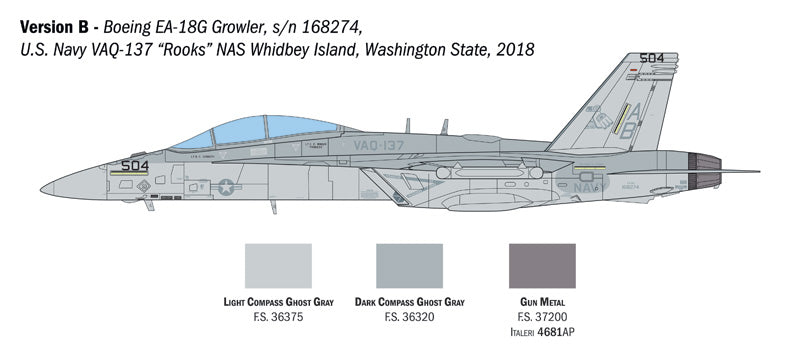 ITALERI 2824 EA-18G GROWLER 1:48 SCALE PLASTIC MODEL AIRCRAFT KIT