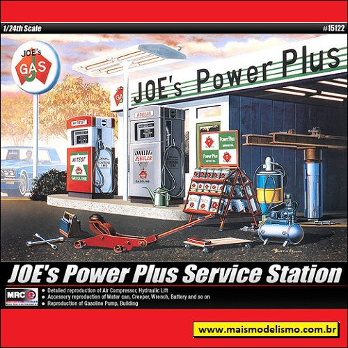 ACADEMY 15122 JOES POWER PLUS SERVICE STATION 1/24 SCALE PLASTIC MODEL KIT AUTO SHOP