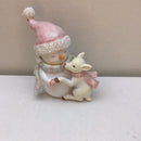 CHLOES GARDEN 9CM SNOWMAN WITH BABY DEER FIGURINE