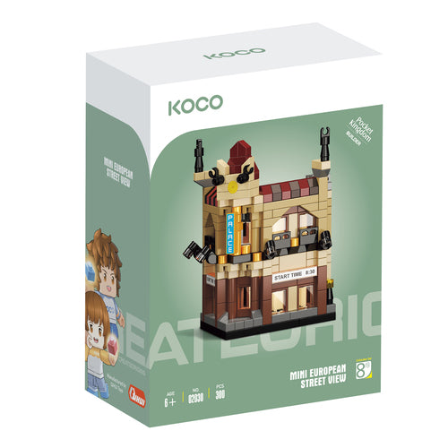 KOCO 02030  MINI EUROPEAN STREET VIEW LUXURY CINEMA 300 PIECE BUILDING BLOCK KIT