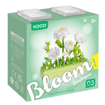 KOCO 02084 BLOOM BOUTIQUE PRESERVED FRESH FLOWER JASMINE 285 PIECE BUILDING BLOCK KIT