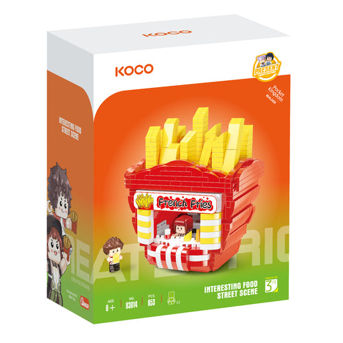 KOCO 03014 INTERESTING FOOD STREET SCENE FRENCH FRIES 853 PIECE BUILDING BLOCK KIT