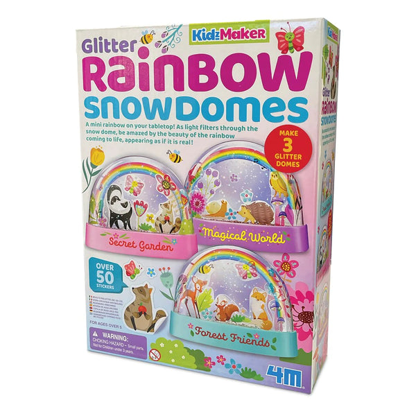 4M KIDZMAKER MINI GLITTER RAINBOW WATER DOMES INCLUDES 3 DOMES AND OVER 50 STICKERS