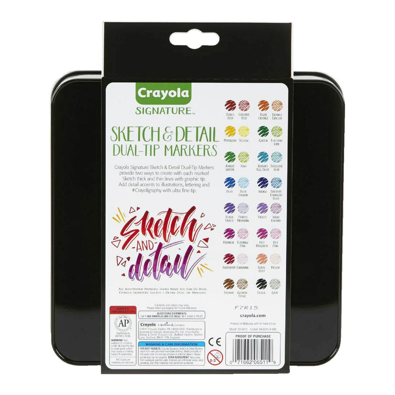 CRAYOLA SIGNATURE SKETCH AND DETAIL DUAL TIP MARKERS 16PC
