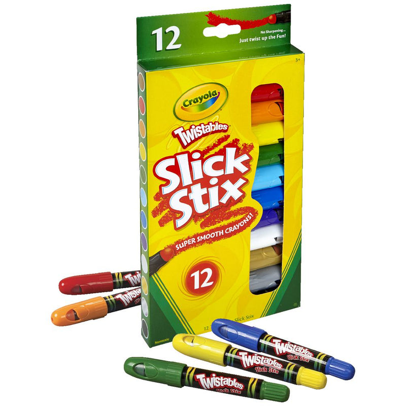 CRAYOLA TWISTABLES - SLICK STIX SUPER SMOOTH CRAYONS 12PK