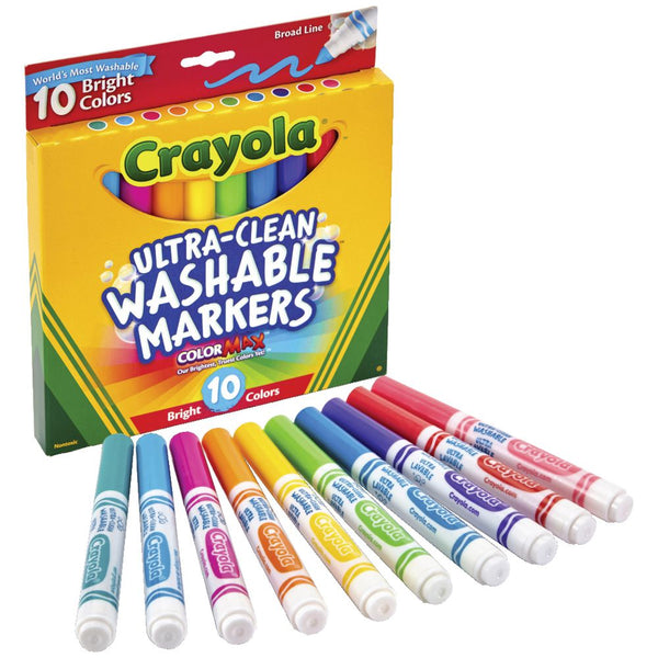 CRAYOLA ULTRA-CLEAN CLASSIC WASHABLE MARKERS 10PK