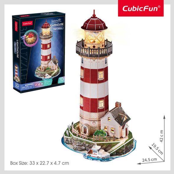 CUBICFUN L540H SEASIDE LIGHTHOUSE NIGHT EDITION WITH LED 72 PIECE 3D CARD PUZZLE