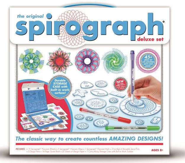 PLAY MONSTER THE ORIGINAL SPIROGRAPH DELUXE IN A DURABLE STORAGE CASE WITH BUILT-IN WORK SURFACE OVER 45PC SET