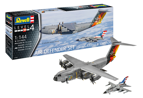 REVELL 03789 AIR DEFENDER SET AIRBUS A400M AND TORNADO IDS 2023 1/144 SCALE PLASTIC MODEL KIT SET