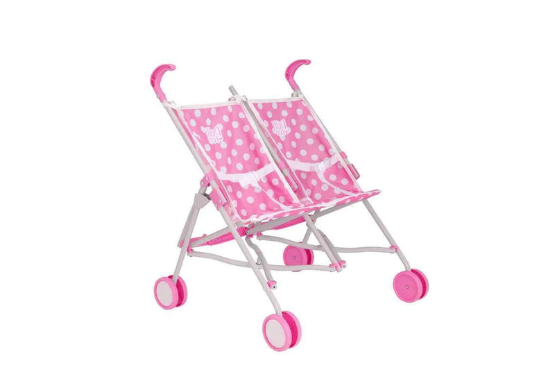 WOWOW TOYS DOLLY TOTS TWIN DOLL SIDE BY SIDE STROLLER - FITS UP 45CM DOLL - HANDLE HEIGHT 55.5CM - FOLDS FLAT