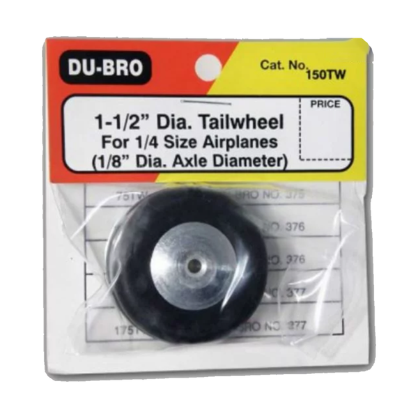 DU-BRO 150TW WHEEL TAIL 1-1/2INCH DIA FOR 1/4 SIZE AIRPLANES 1/8 AXLE DIAMETER