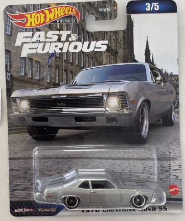 HOT WHEELS PREMIUM FAST & FURIOUS HNW54 1970 CHEVROLET NOVA SS - 3 OF 5 DIECAST CAR