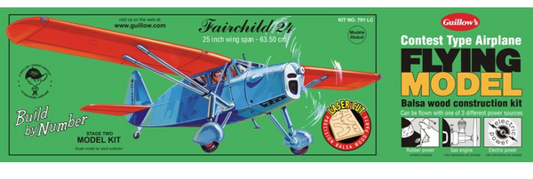 GUILLOWS 701LC FAIRCHILD 24 635MM WING SPAN RUBBER BAND POWERED BALSA MODEL PLANE