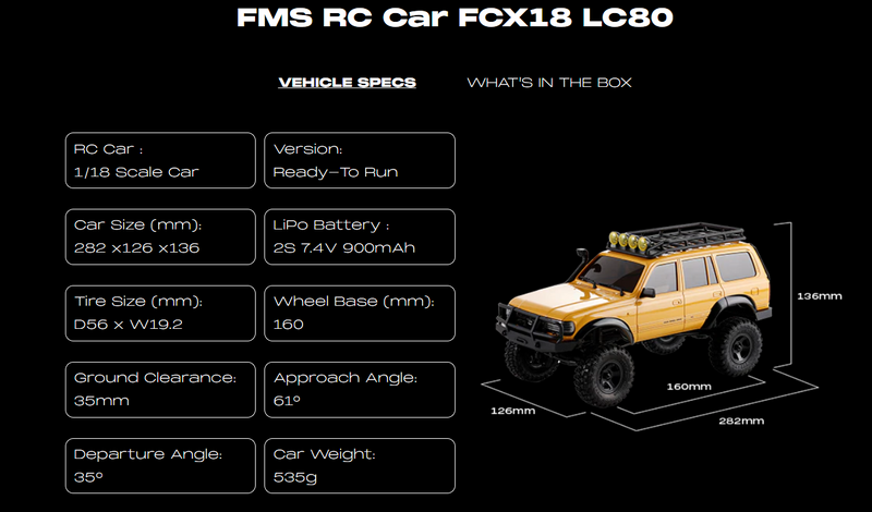 FMS 1/18 TOYOTA LANDCRUISER FCX18 LC80 SCALE CRAWLER GRAY READY TO RUN