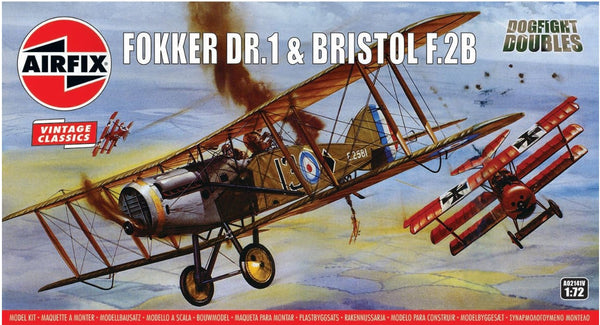 AIRFIX 02141V FOKER DR.1 RED BARRON AND BRISTOL F.2B  DOGFIGHT DOUBLES SERIES 1/72 SCALE PL;ASTIC MODEL KIT PLANE