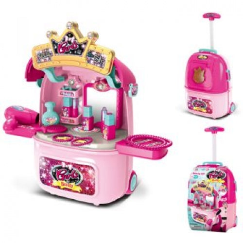 GIRLS BEAUTY CASE 2 IN 1 ON WHEELS WITH LIGHTS AND SOUNDS