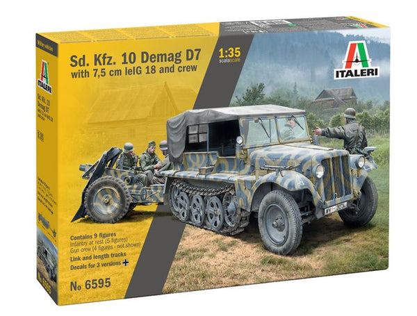 ITALERI 6595S SONDERKRAFTFAHZEUG SD.KFZ 10 DEMAG D7 HALF TRACK TRUCK AND GUN 1/35 SCALE PLASTIC MODEL KIT TRUCK