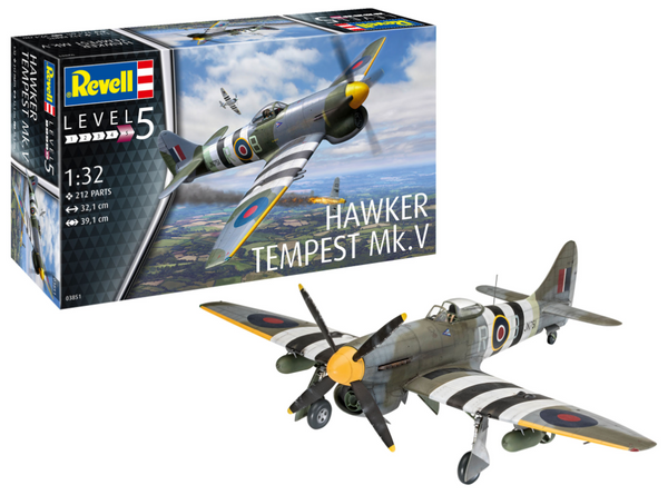 REVELL 03851 ROYAL AIR FORCE HAWKER TEMPEST MK.V 1/32 SCALE PLASTIC MODEL KIT FIGHTER