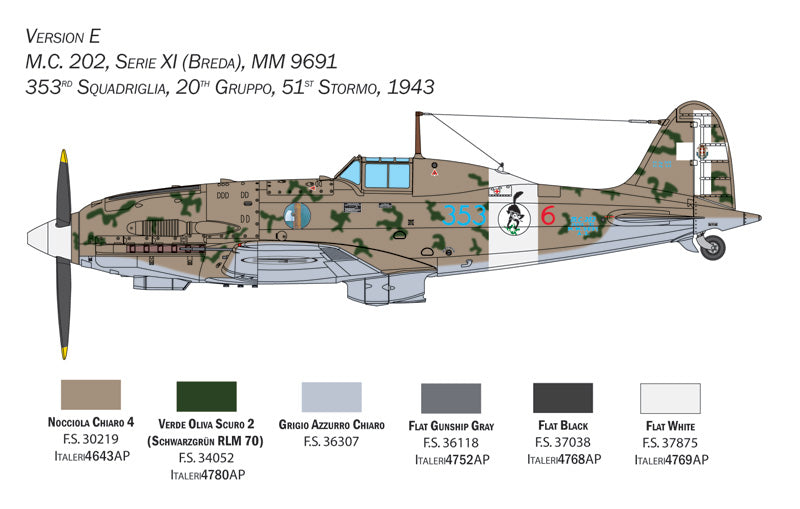 ITALERI 2518 MACCHI MC.202 FOLGORE 1/32 SCALE PLASTIC MODEL KIT FIGHTER AIRCRAFT