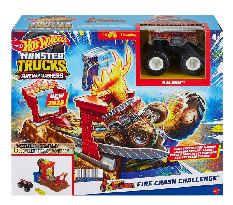 HOT WHEELS MONSTER TRUCKS ARENA SMASHERS 5 ALARM FIRE CRASH CHALLENGE PLAYSET