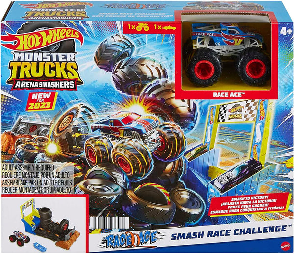 HOT WHEELS MONSTER TRUCKS ARENA SMASHERS RACE ACE SMASH RACE CHALLENGE PLAYSET