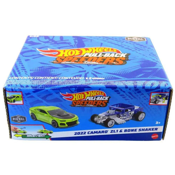 HOTWHEELS PULL-BACK SPEEDERS 2 PACK 2022 CAMARO ZL1 AND BONE SHAKER 1/43 SCALE DIECAST