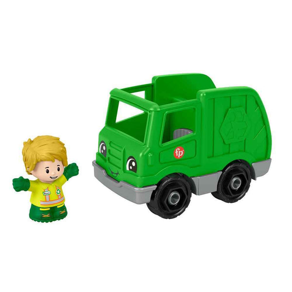 FISHER PRICE LITTLE PEOPLE GREEN RECYCLING TRUCK WITH FIGURE