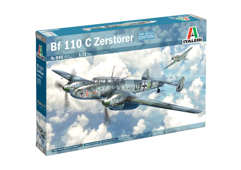 ITALERI 049 BF110 C ZERSTORER SUPER DECAL SHEET 5 VERSIONS 1/72 SCALE PLASTIC MODEL KIT FIGHTER