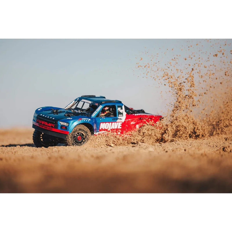 ARRMA MOJAVE 4X4 BLX 4S DESERT TRUCK READY TO RUN BLUE AND RED REQUIRES BATTERY AND CHARGER