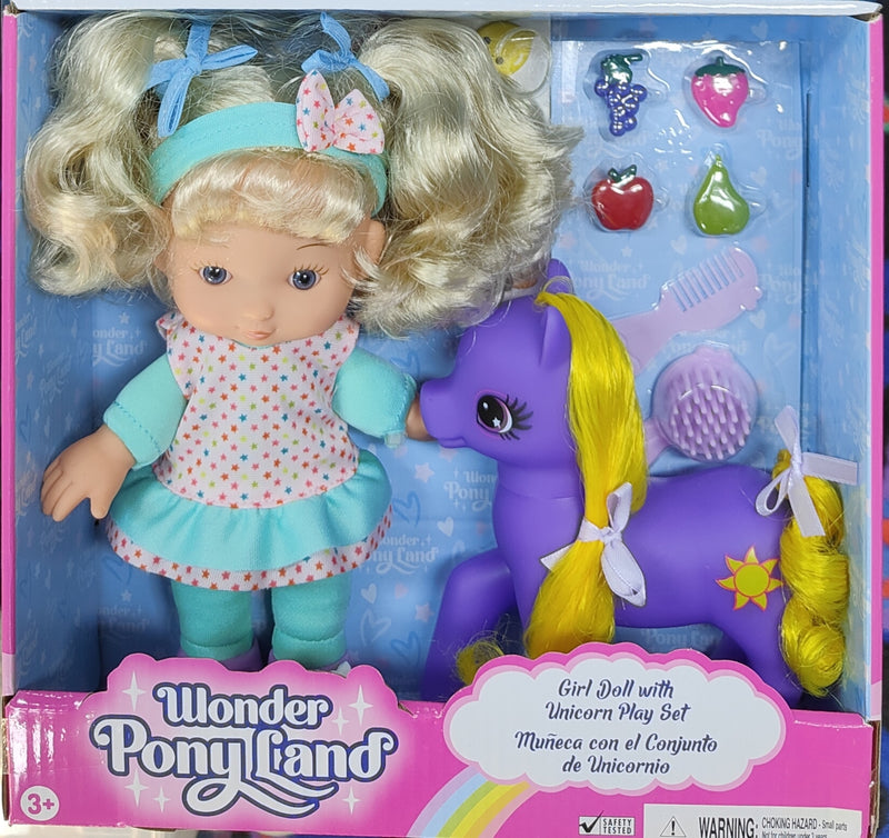 GIGO WONDER PONY LAND - 8 INCH DOLL AND PURPLE UNICORN PONY PLAYSET  WITH ACCESSORIES