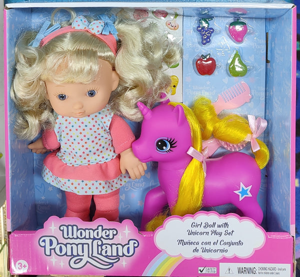 GIGO WONDER PONY LAND - 8 INCH DOLL AND PINK UNICORN PONY PLAYSET  WITH ACCESSORIES