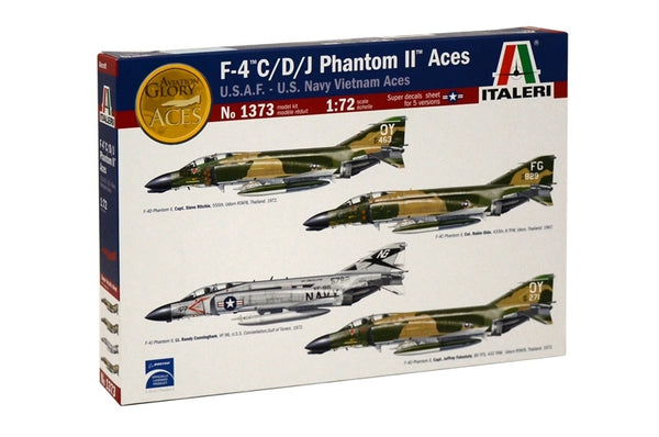 ITALERI 1373S  F-4C/D/J PHANTOM II ACES U.S.A.F U.S NAVY VIETNAM ACES 1/72 SCALE PLASTIC MODEL KIT FIGHTER