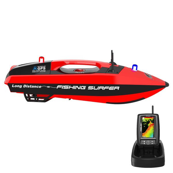 JOYSWAY THE FISHING PEOPLE FISHING SURFER 3251V2F VERSION 2 NOW WITH BIGGER BATTERY AND COLOUR FISH FINDER  SURFCASTING BAIT BOAT 2.4G READY TO RUN WITH GPS AND TF520 FISH FINDER AND 9.6V 16.2A LIFEPO BATTERY AND CHARGER WITH AU PLUG AC POWER CABLE RTR