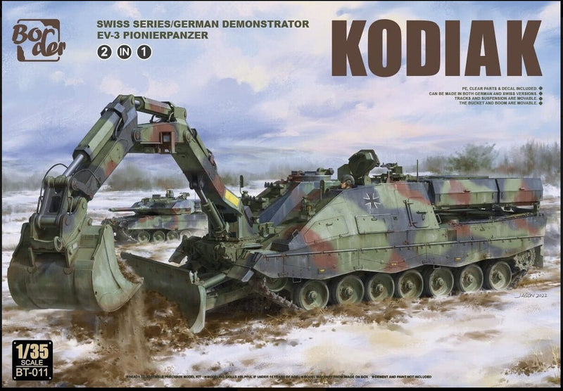 BORDER MODEL BT011 KODIAK SWISS SERIES GERMAN DEMONSTRATOR AEV-3 PIONIERPANZER FIELD ENGINEERS VEHICLE 1/35 SCALE PLASTIC MODEL KIT