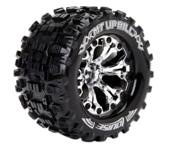 LOUISE L-T3204CH UPHILL ON CHROME RIM 1/2 OFFSET 12MM HEX SUITS RUSTLER, STAMPEDE 2WD AND 4WD, MONSTER JAM 2WD