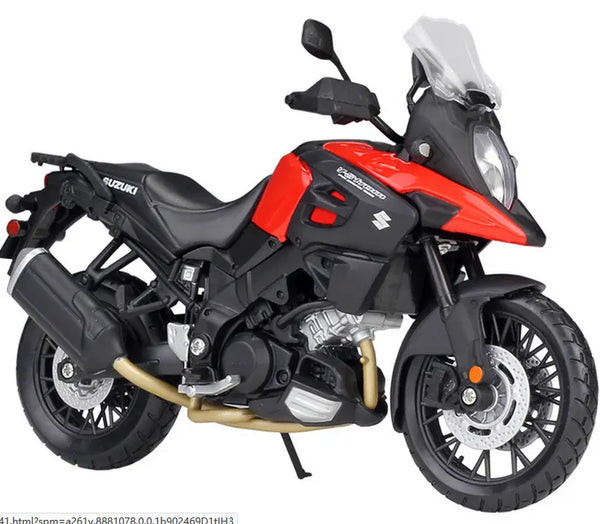 MAISTO MOTORCYCLE 1/12 SCALE SUZUKI V.STROM RED AND BLACK DIECAST