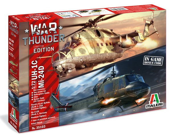 ITALERI 35103 WAR THUNDER EDITION UH-1C Mi-24D 1:72 PLASTIC MODEL HELICOPTER KIT