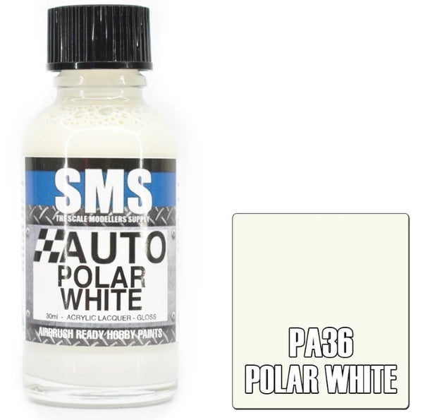 SMS PAINTS PA36 POLAR WHITE ACRYLIC LAQUER PAINT 30ML