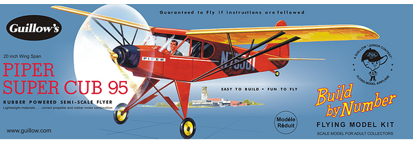 GUILLOWS GUILL602 PIPER SUPER CUB 95 RUBBER BAND POWERED SEMI SCALE FLYER  FLYING MODEL KIT