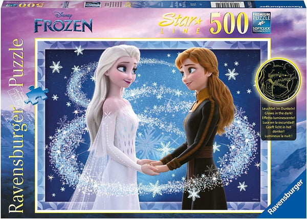 RAVENSBURGER 805310 STAR LINE - THE SISTERS ANNA AND ELSA 500PC GLOW IN THE DARK JIGSAW PUZZLE