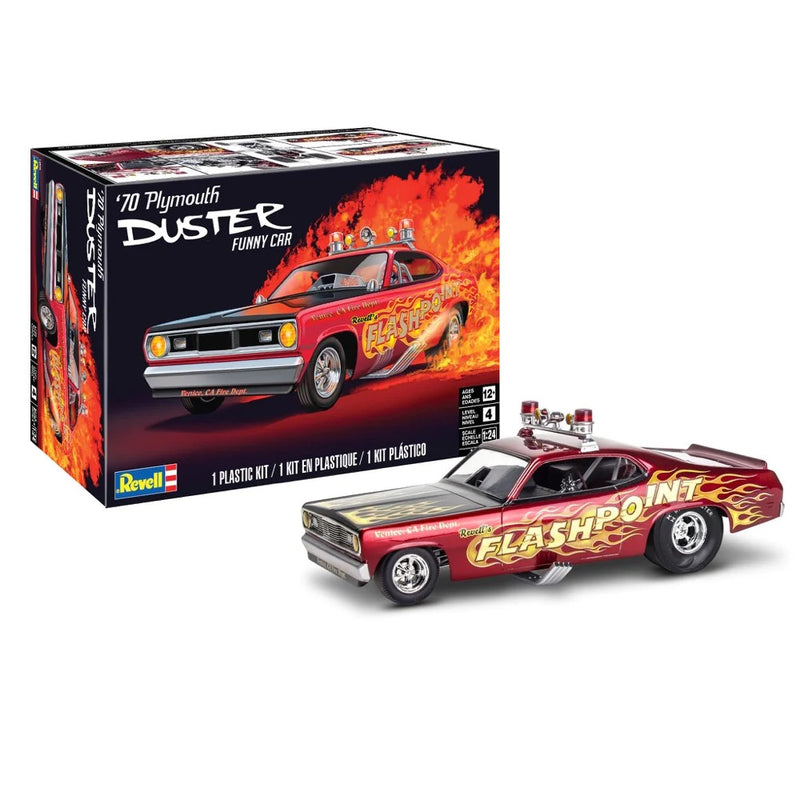 REVELL 14528 70 PLYMOUTH DUSTER FUNNY CAR FLASHPOINT 1/24 SCALE PLASTIC MODEL KIT VEHICLE