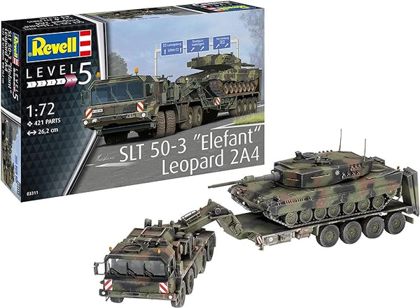 REVELL 3311 SLT 50-3 ELEFANT TRACTOR AND LEOPARD 2A4 TANK 1/72 SCALE PLASTIC MODEL KIT