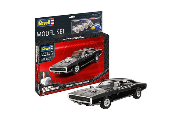 REVELL 67693 DOMINICS 70 DODGE CHARGER  FAST AND FURIOUS  1/25 SCALE  PLASTIC MODEL KIT  - INCLUDING PAINT BRUSH AND GLUE