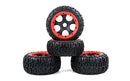 ROVAN 85243 PLASTIC RIMS FULL SET OF 4 SUITS BAJA 5B BLACK WITH RED NYLON BEADLOCKS - NO TYRES