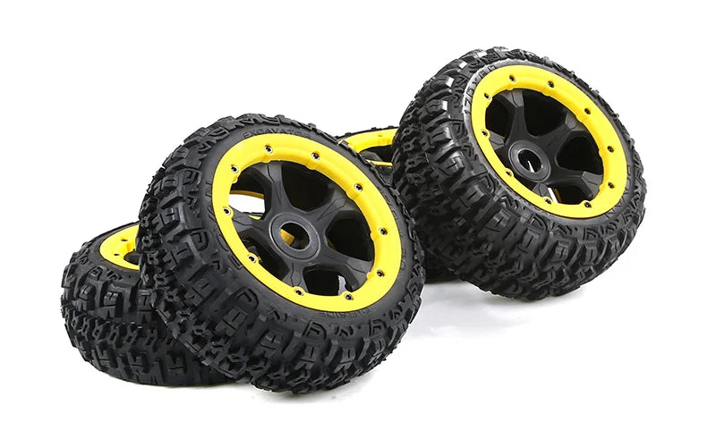 ROVAN 85243 PLASTIC RIMS FULL SET OF 4 SUITS BAJA 5B BLACK WITH YELLOW NYLON BEADLOCKS - NO TYRES